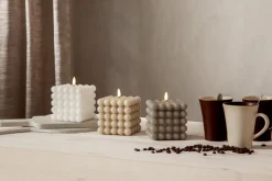 FLAMME DOT LED-Blockljus 12,5cm Beige