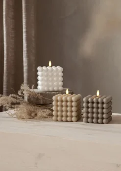 FLAMME DOT LED-Blockljus 12,5cm Vit