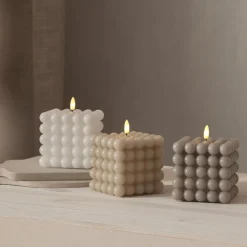 FLAMME DOT LED-Blockljus 12,5cm Grå