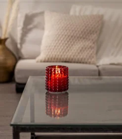 FLAMME DOTTY LED-Blockljus Batteri 10cm Röd