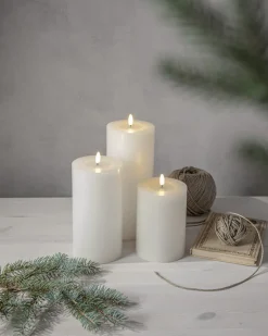 FLAMME FLOW BIG Blockljus Batteri 27,5cm Vit