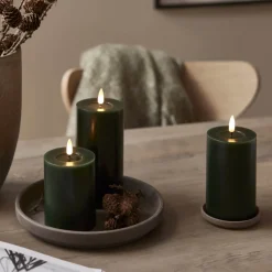 FLAMME FLOW LED-Blockljus Batteri 17,5cm Grön