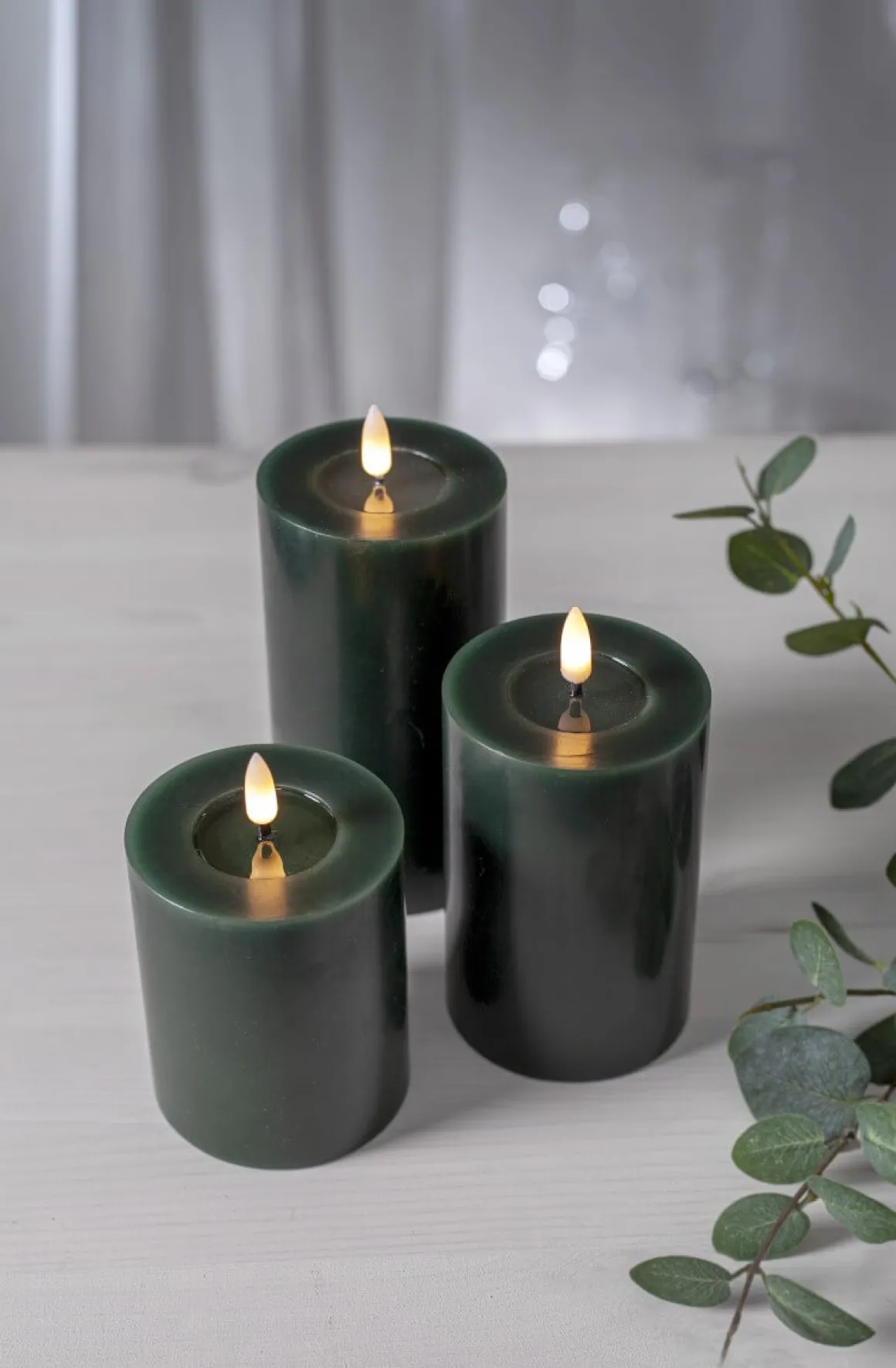 FLAMME FLOW LED-Blockljus Batteri 12,5cm Grön