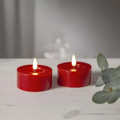 FLAMME FLOW LED-Värmeljus 2-pack 7cm Röd