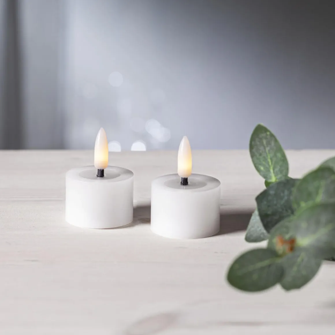 FLAMME FLOW LED-Värmeljus 2-pack 4cm Vit