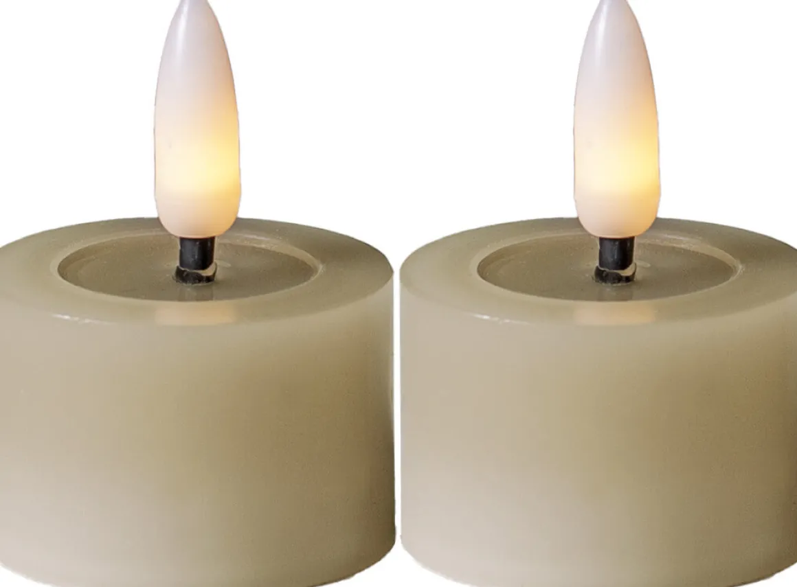 FLAMME FLOW LED-Värmeljus 2-pack 4cm Beige