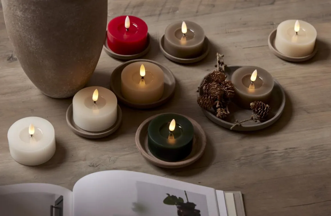 FLAMME FLOW LED-Värmeljus 2-pack 7cm Beige