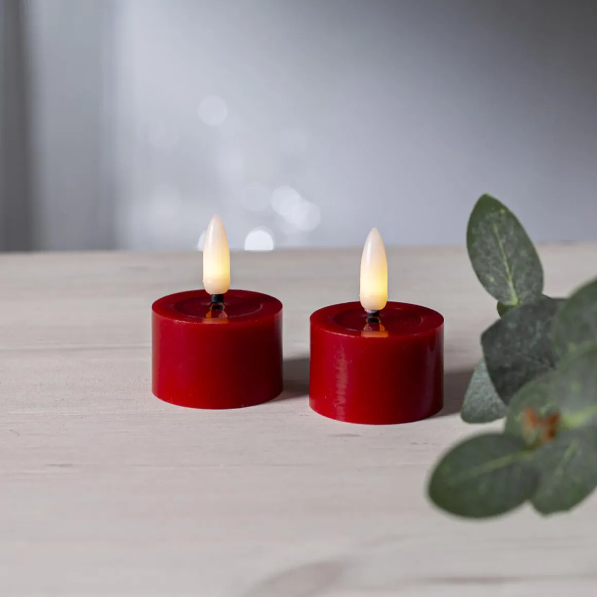 FLAMME FLOW LED-Värmeljus 2-pack 4cm Röd