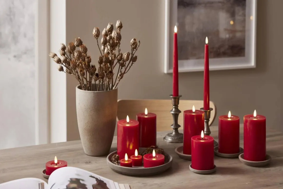 FLAMME FLOW LED-Värmeljus 2-pack 4cm Röd