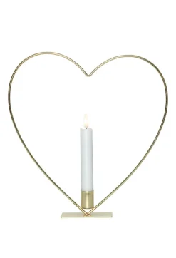 FLAMME HEART Bordsdekoration Batteri 28cm Mässing