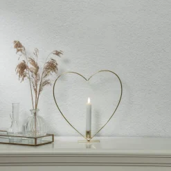 FLAMME HEART Bordsdekoration Batteri 28cm Mässing