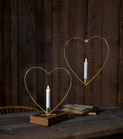 FLAMME HEART Bordsdekoration Batteri 28cm Mässing