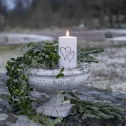 FLAMME HEART LED Gravljus 14cm Vit