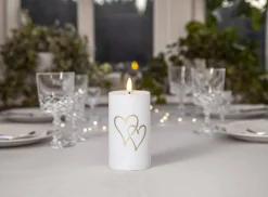 FLAMME HEART LED Gravljus 14cm Vit