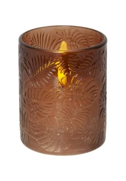 FLAMME LEAF LED-Blockljus 12,5cm Brun