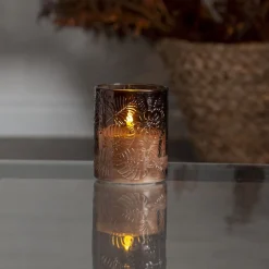 FLAMME LEAF LED-Blockljus 12,5cm Brun