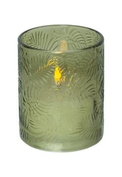 FLAMME LEAF LED-Blockljus 12,5cm Grön