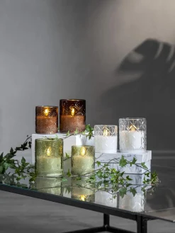 FLAMME LEAF LED-Blockljus 12,5cm Grön