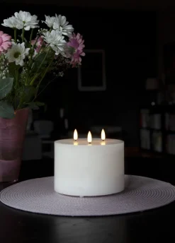 FLAMME LED Blockljus 3L 15cm Vit