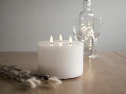 FLAMME LED Blockljus 3L 15cm Vit