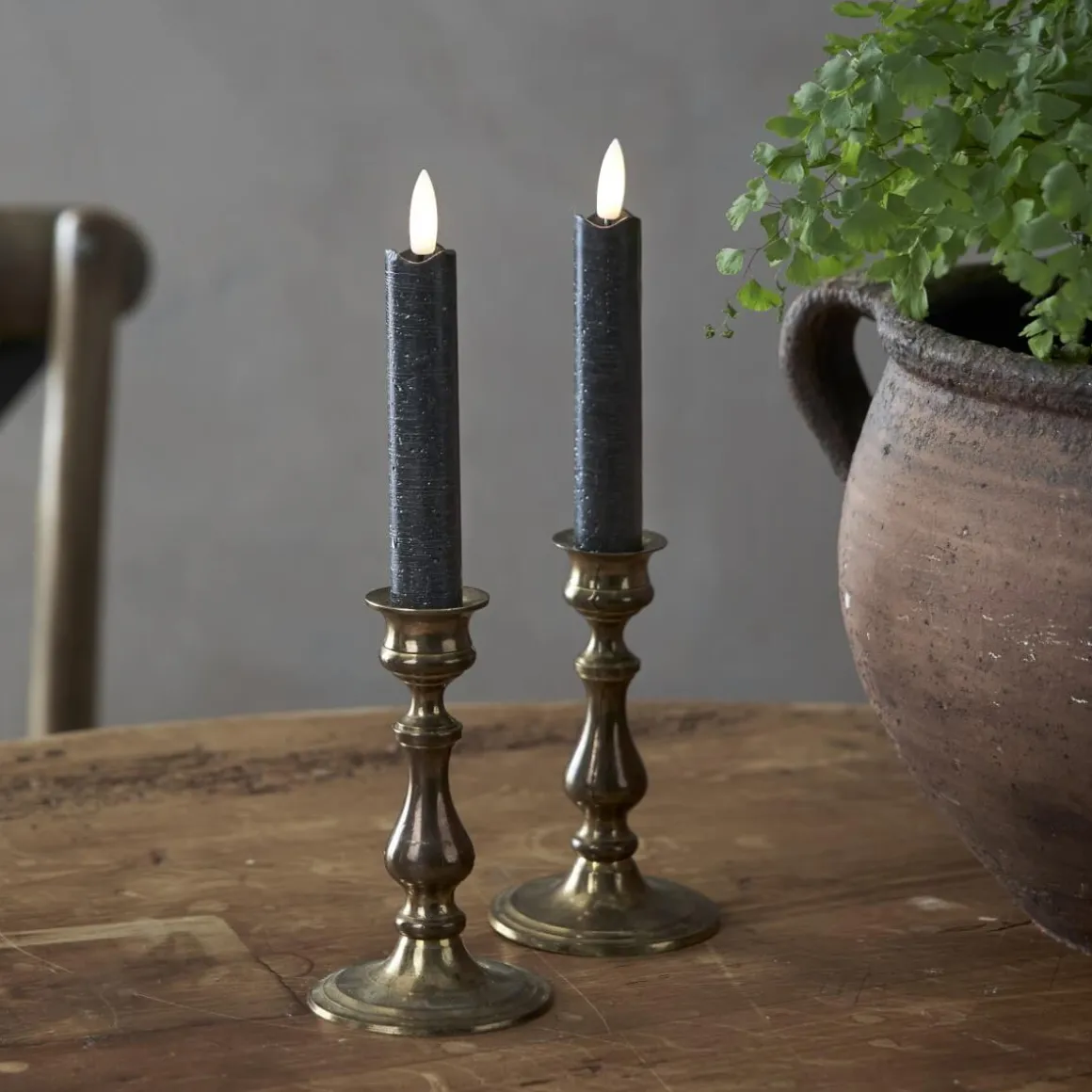 FLAMME LED-Antikljus 2-Pack Batteri 15cm Svart