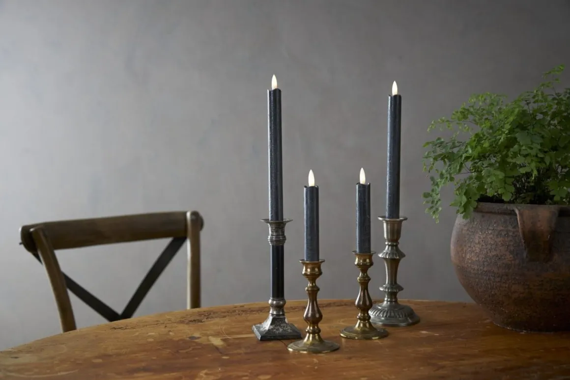 FLAMME LED-Antikljus 2-Pack Batteri 15cm Svart