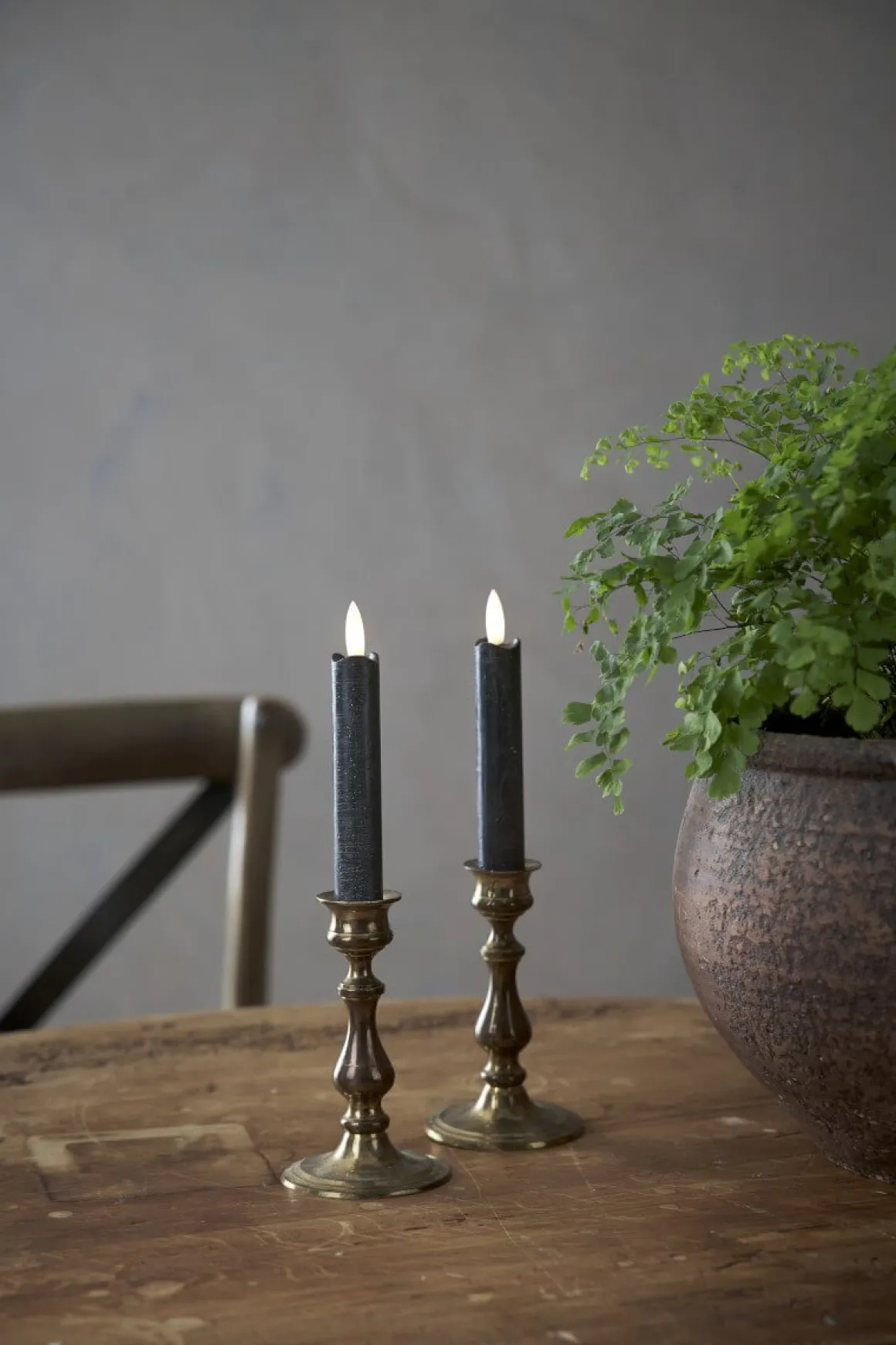 FLAMME LED-Antikljus 2-Pack Batteri 15cm Svart