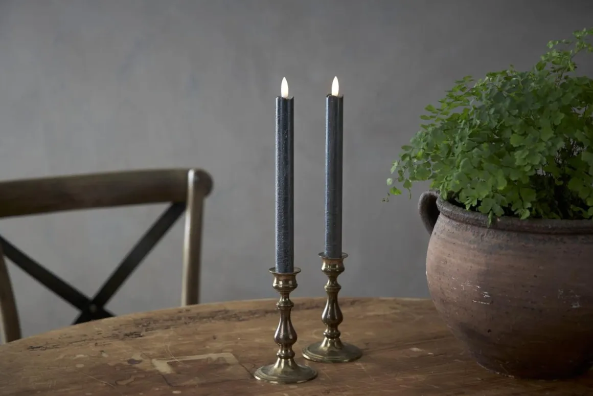 FLAMME LED-Antikljus 2-Pack Batteri 25cm Svart