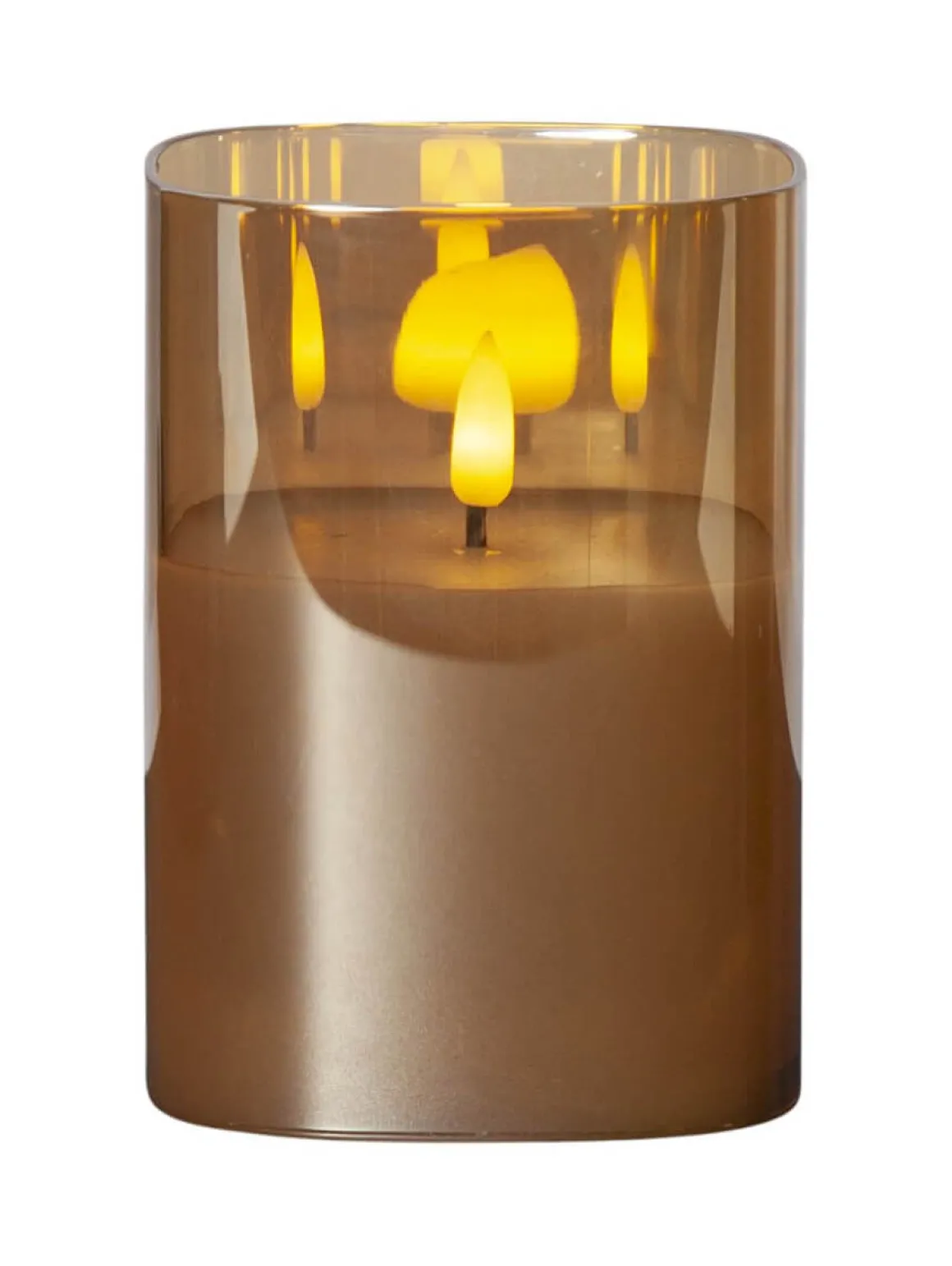 FLAMME LED-Blockljus 12,5cm Amberfärgat Glas