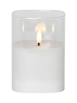 FLAMME LED-Blockljus 12,5cm Klart Glas