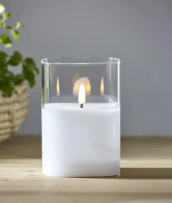 FLAMME LED-Blockljus 12,5cm Klart Glas