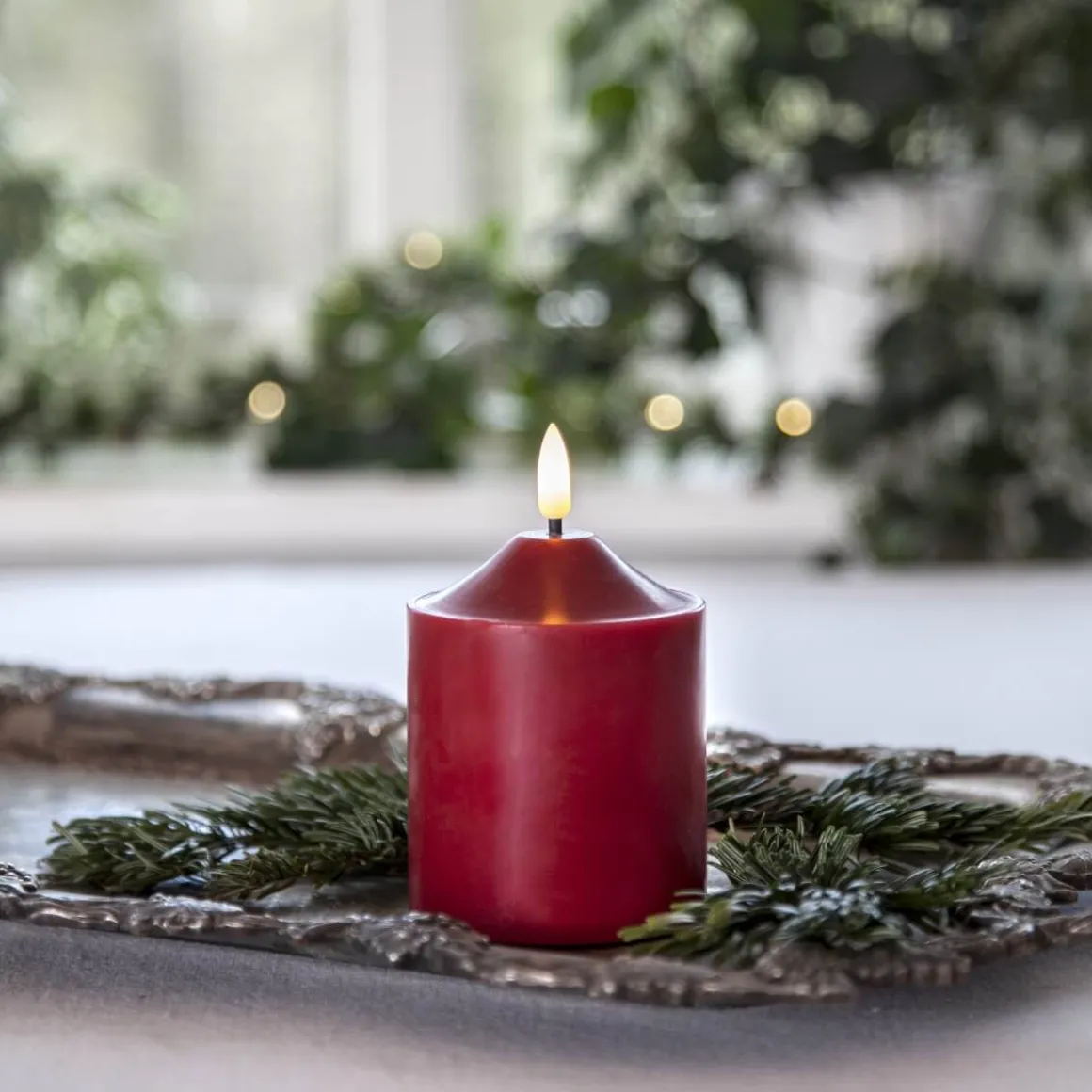 FLAMME LED-Blockljus 12cm Röd