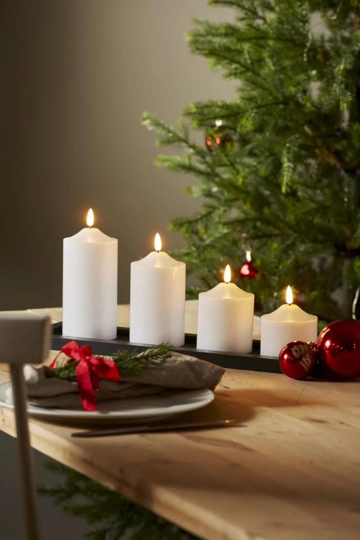 FLAMME LED-Blockljus 15cm Vit Vax