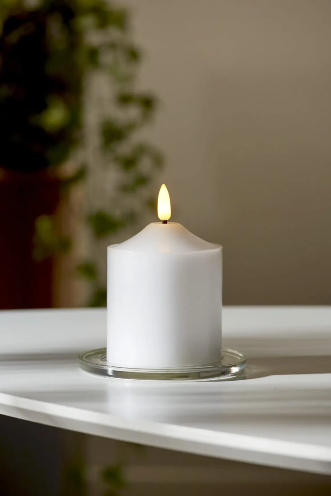 FLAMME LED-Blockljus 12cm Vit Vax