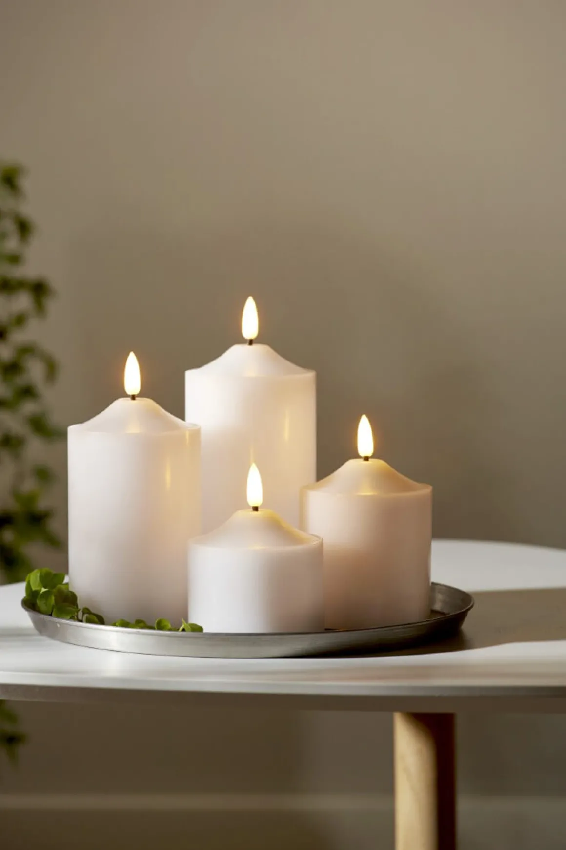 FLAMME LED-Blockljus 12cm Vit Vax