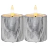 FLAMME MARBLE LED-Blockljus 2-Pack 9cm Grå