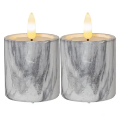 FLAMME MARBLE LED-Blockljus 2-Pack 9cm Grå
