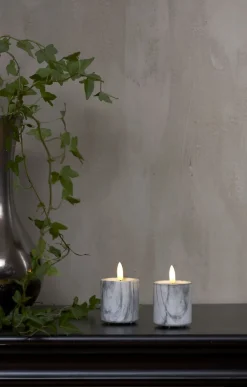 FLAMME MARBLE LED-Blockljus 2-Pack 9cm Grå
