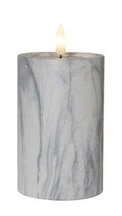 FLAMME MARBLE LED-Blockljus 15cm Grå