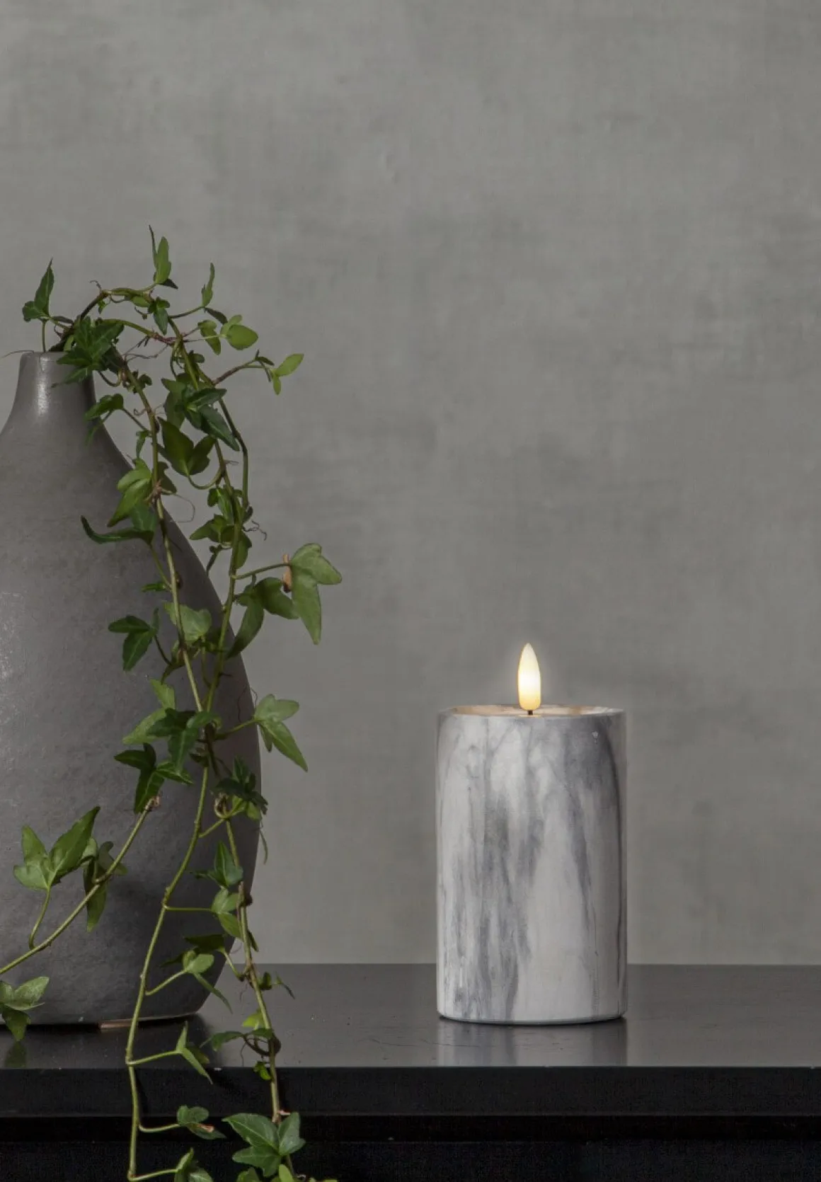 FLAMME MARBLE LED-Blockljus 15cm Grå