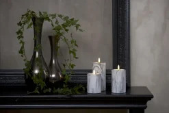 FLAMME MARBLE LED-Blockljus 15cm Grå