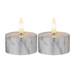 FLAMME MARBLE LED-Värmeljus 2-Pack 6cm Grå