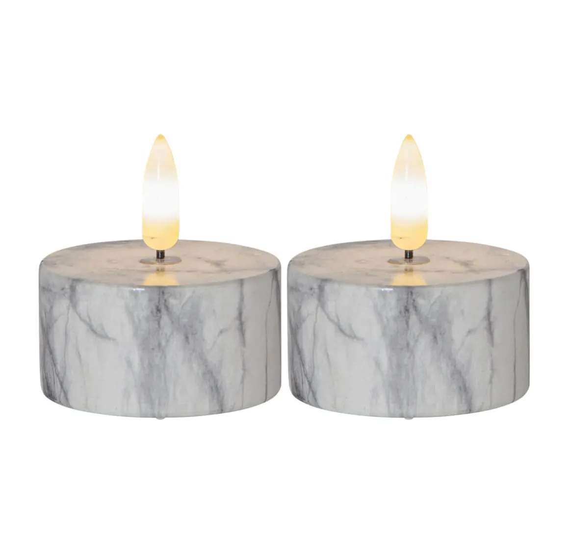 FLAMME MARBLE LED-Värmeljus 2-Pack 6cm Grå
