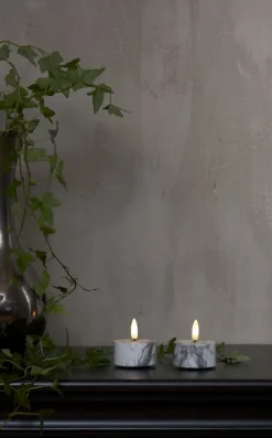 FLAMME MARBLE LED-Värmeljus 2-Pack 6cm Grå