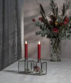 FLAMME 2-Pack LED Antikljus 15cm Röd