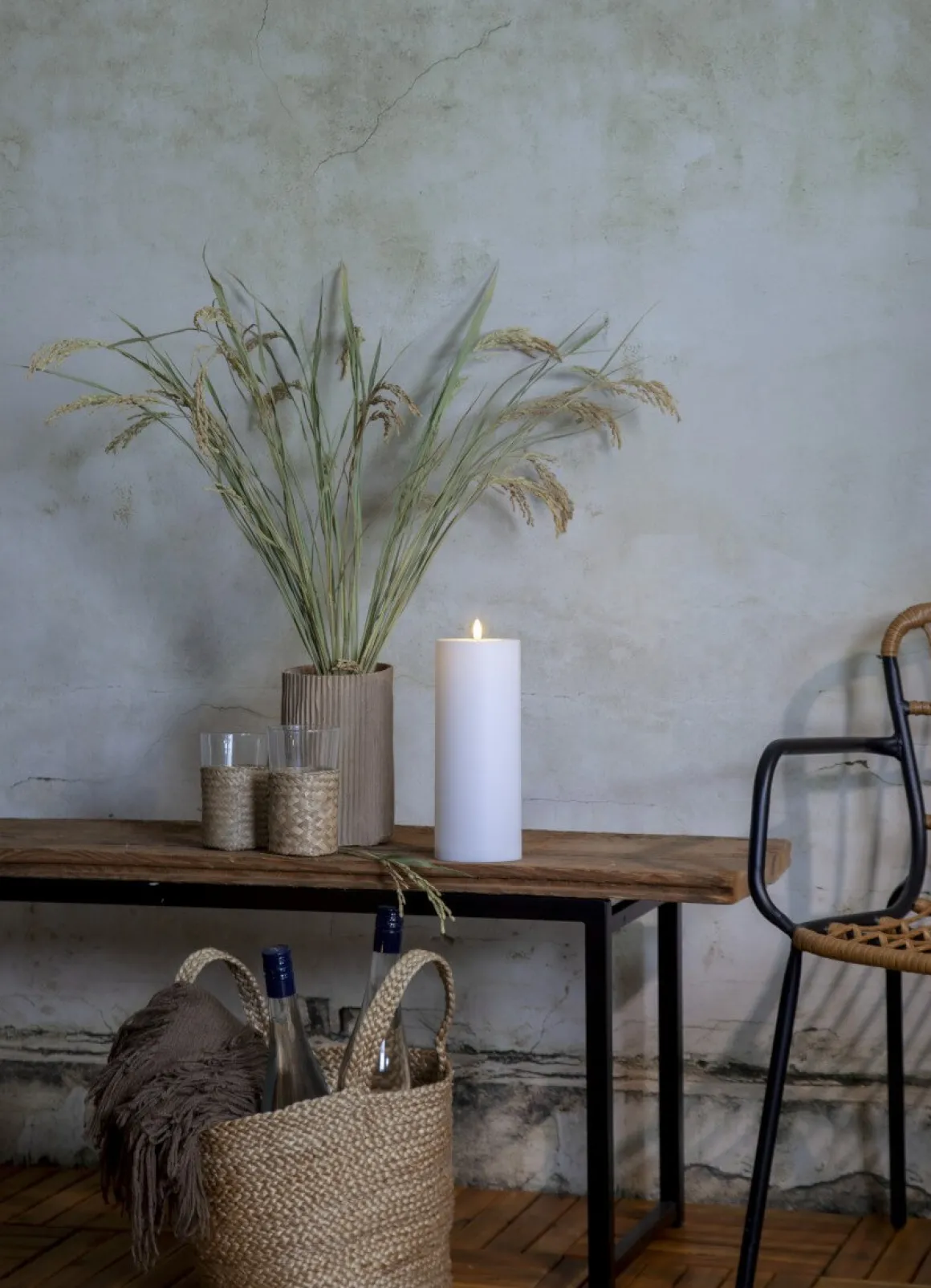 FLAMME RAK LED-Dekorationsljus 27,5cm Vit