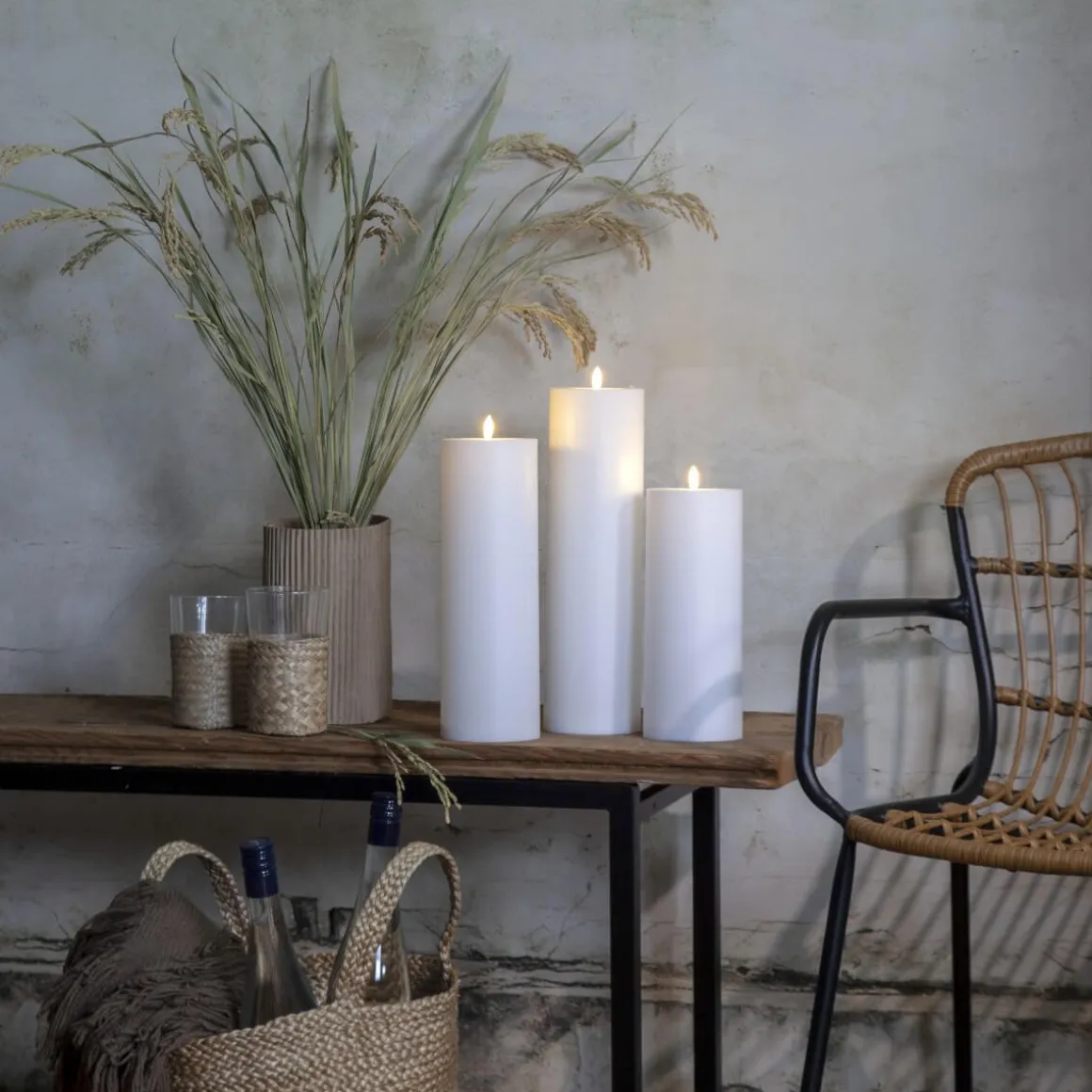 FLAMME RAK LED-Dekorationsljus 37,5cm Vit