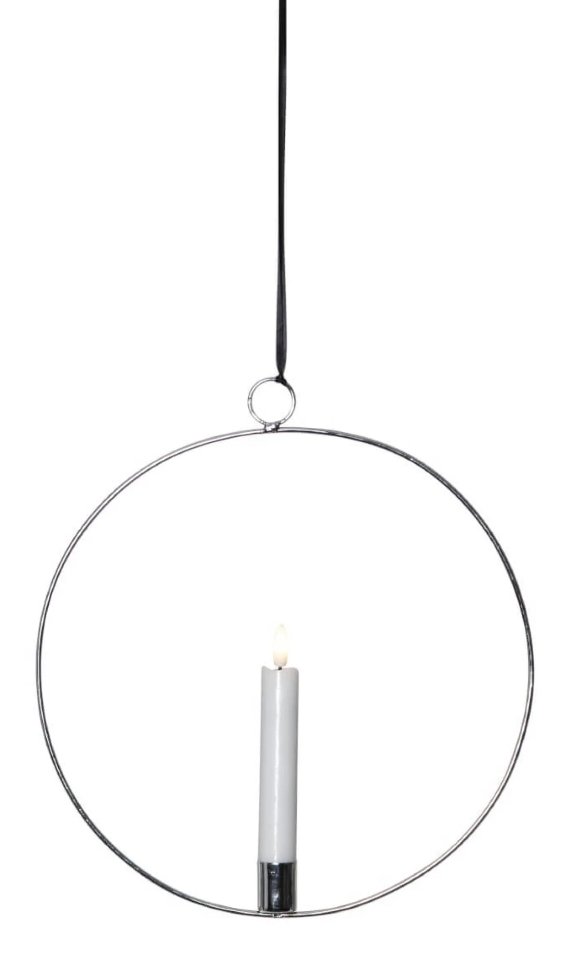 FLAMME RING med Batteridrivet Antikljus 28,5cm Silver