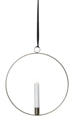 FLAMME RING med Batteridrivet Antikljus 28,5cm Mässing