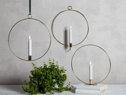 FLAMME RING med Batteridrivet Antikljus 28,5cm Mässing